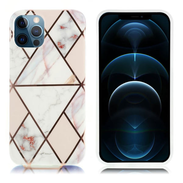 Marmormotiv iPhone 12 Pro Max skal - Vit / Rosa Vit