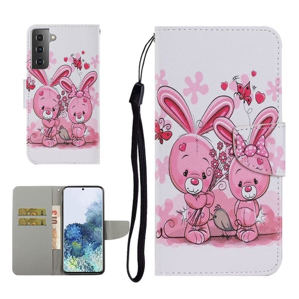 Wonderland Samsung Galaxy S21 Plus Flippetui - Kanin Pink