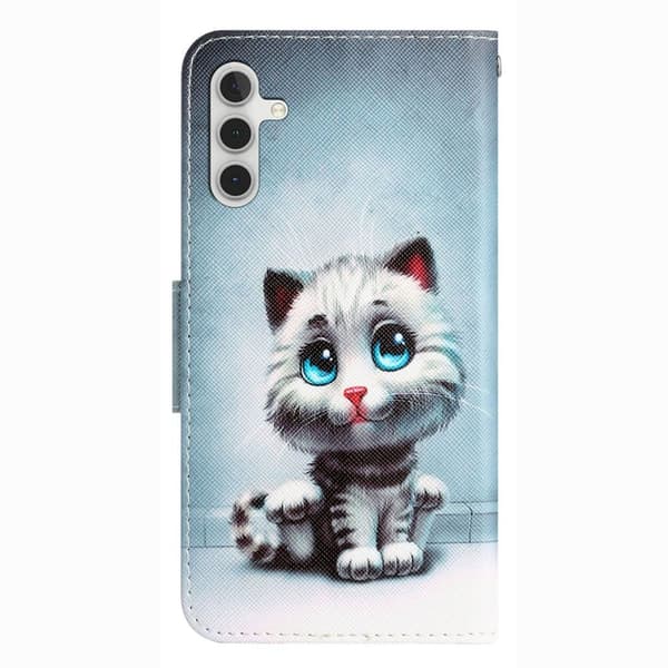 Wonderland Samsung Galaxy A14 Flip Etui - Blå Øjne Kat Blue