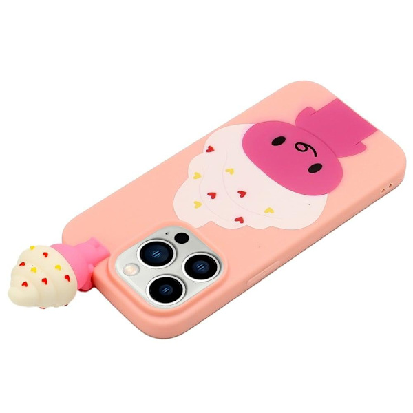 Cute 3D iPhone 14 Pro skal - Rosa Rosa