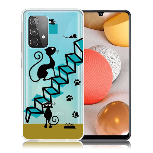 Deco Samsung Galaxy A52 5G Etui - Katt og Trapp Black