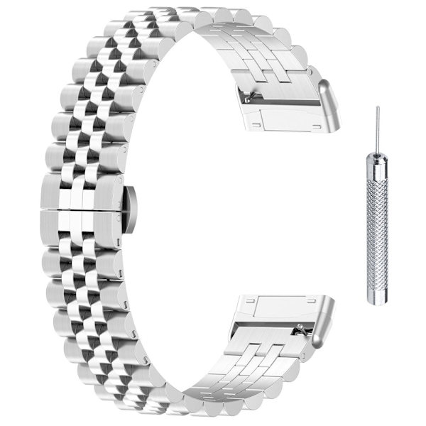 Fitbit Versa 4 / 3 rostfritt stålband med verktyg - Silver Silvergrå