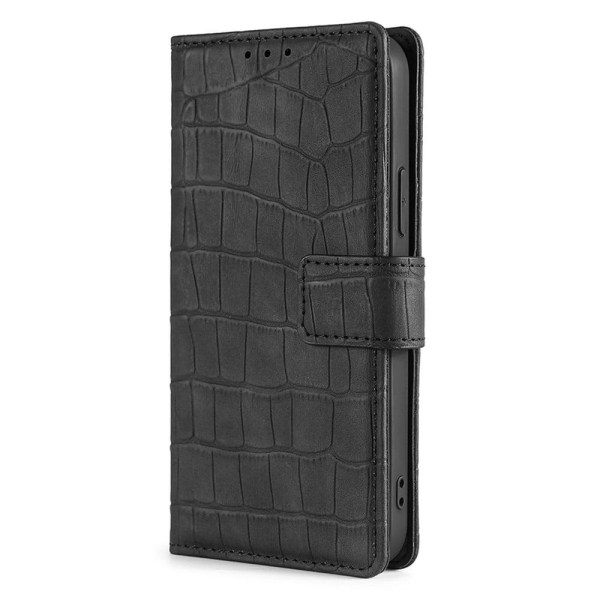 Krokotiilin Nahkainen Läppäkotelo For Sony Xperia Pro-I - Musta Black