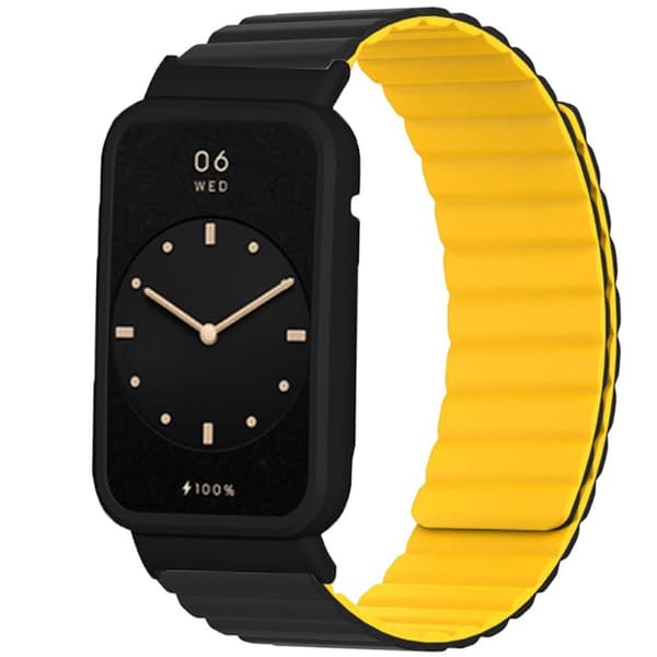 Xiaomi Mi Band 7 Pro silikoneurrem med cover - Sort / Gul Black