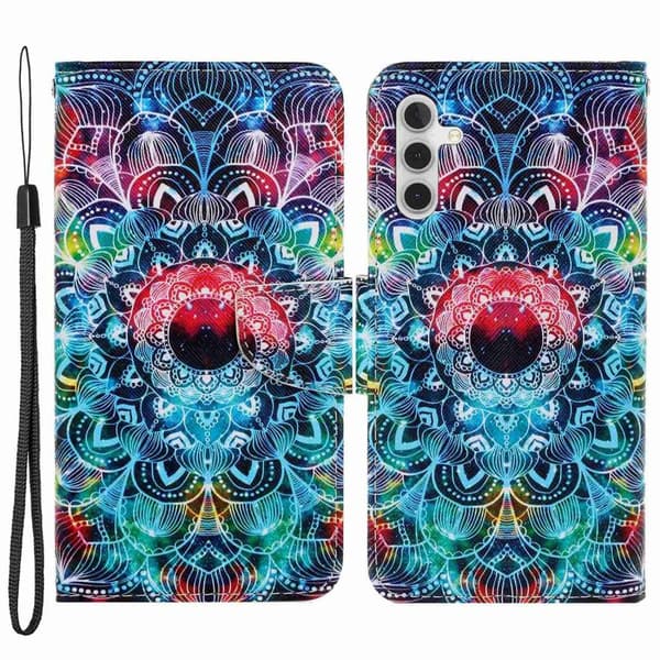 Wonderland Samsung Galaxy A14 Läppäkotelo - Mandala Multicolor