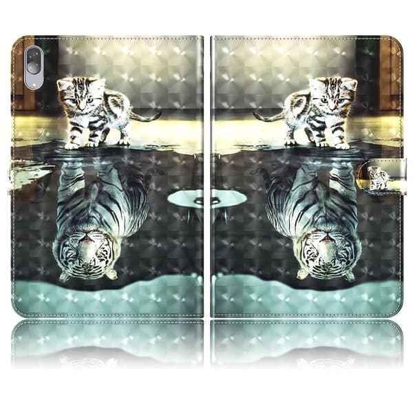 Lenovo Tab P11 Pro læderetui med cool mønster - Kat Og Tiger Multicolor