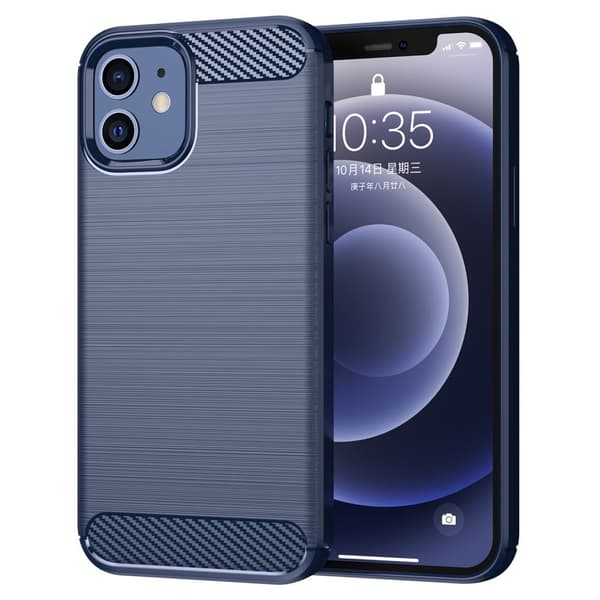 Carbon Flex Suojakotelo iPhone 12 / 12 Pro - Sininen Blue