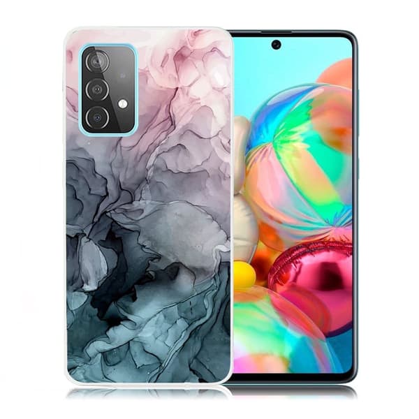 marmor Samsung Galaxy A72 5G etui - roseand Greyish blå Clouds Multicolor