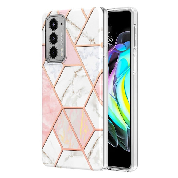 Marble Motorola Edge 20 Etui - Rosa / Hvit Multicolor