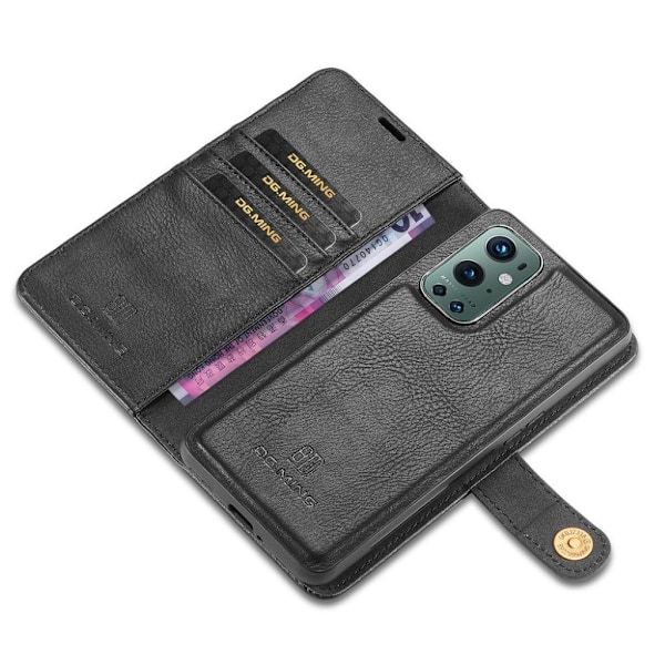DG.MING OnePlus 9 Pro 2-in-1 lompakkokotelo - Musta Black