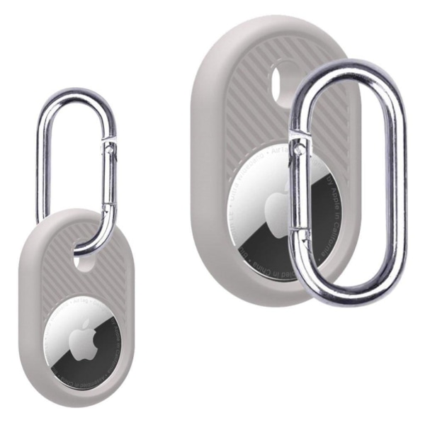 AirTags twill texture cover with keychain - Light Grey Silvergrå