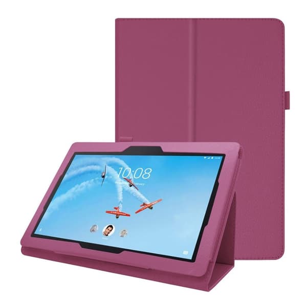 Lenovo Tab E10 litchi læderetui - Lilla Purple
