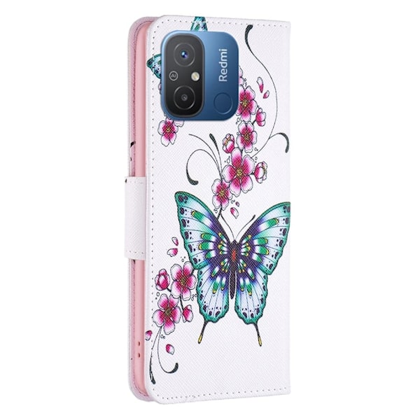 Wonderland Xiaomi Redmi 12C Flip Fodral - Persika Blossom och Fjärilar Rosa