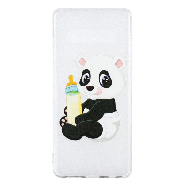 Samsung Galaxy S10 Plus fodral med mönster - Panda med Flaska multifärg
