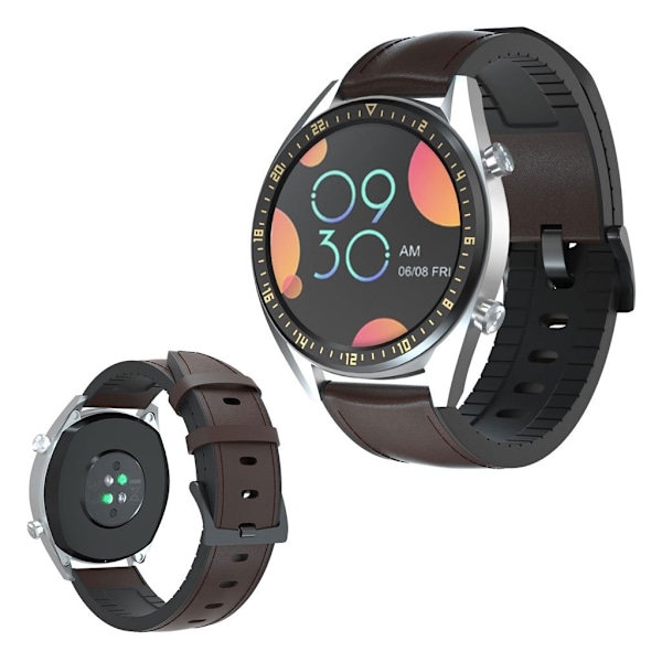 Huawei Watch GT ægte læder silikone Urrem - Kaffe Brown