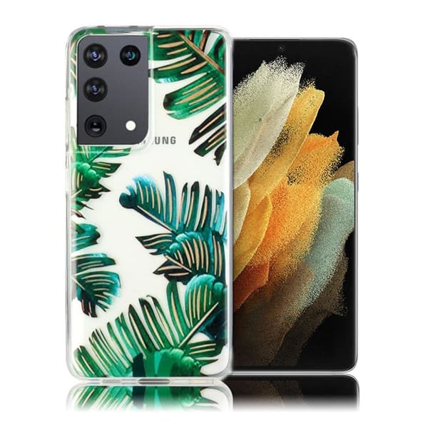 Deco Samsung Galaxy S21 Ultra Etui - grønt blad Green