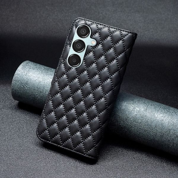 Rhombus mat Samsung Galaxy M15 flip etui - Sort Black