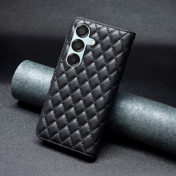 Rombuskuvioinen matta läppäkotelo Samsung Galaxy M15 - Musta Black