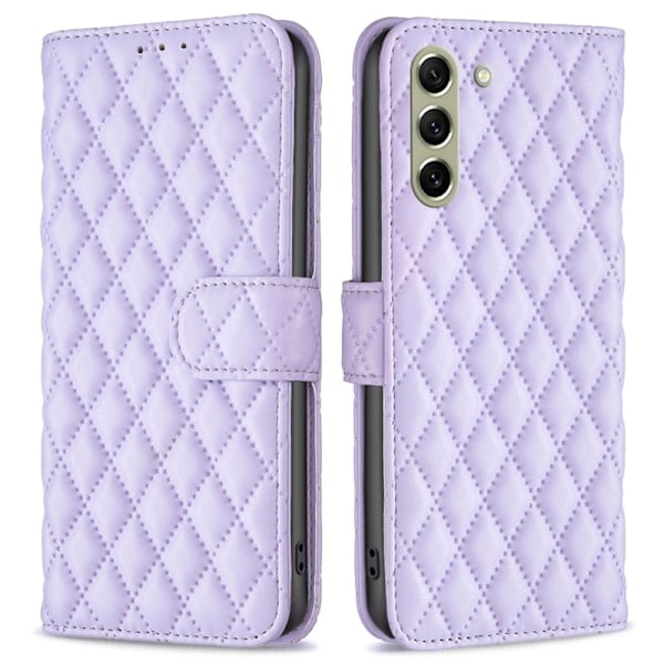 Rhombus mat Samsung Galaxy S21 FE flip etui - Lilla Purple