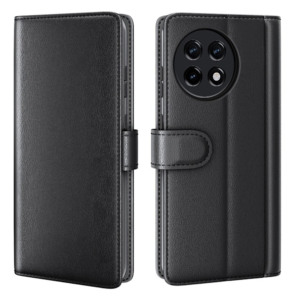 Äkta läder OnePlus 11R / OnePlus Ace 2 fodral med korthållare Svart