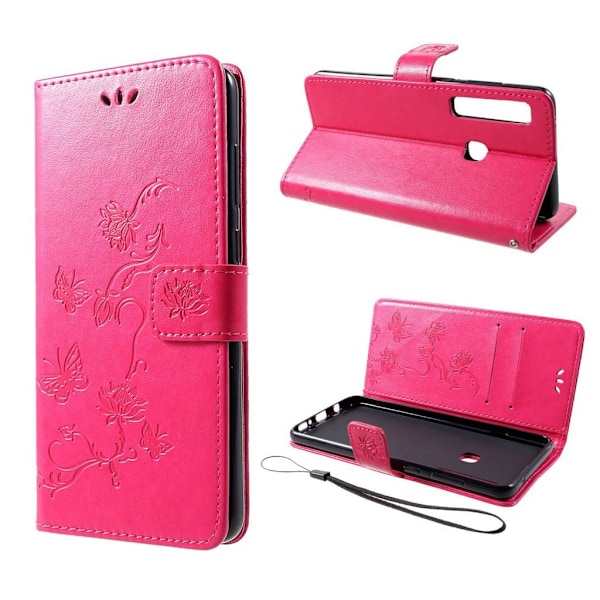 Butterfly läder Samsung Galaxy A9 (2018) fodral - Rosa Rosa