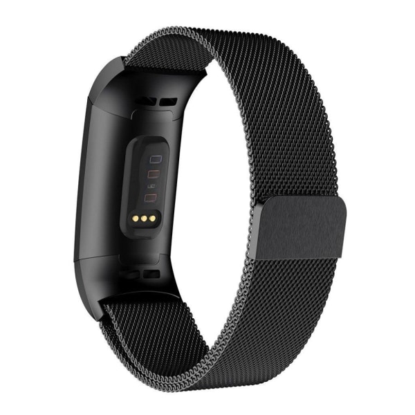 Fitbit Charge 3 luksus milanese magneettinen kellon vaihto ranneke - Musta Black