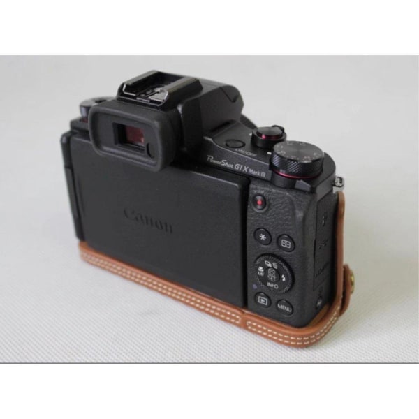 Canon G1 X Mark III kameraskydd för underdel äkta läder - Brun Brun