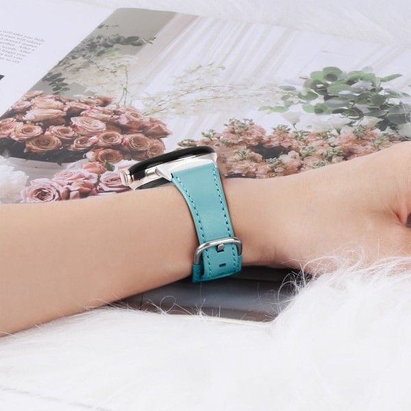 Google Pixel Watch Cowhide ægte læderrem - Babyblå Blue