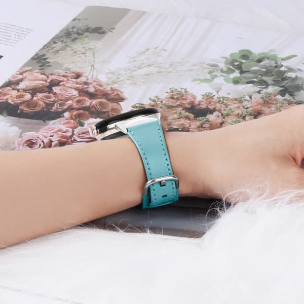 Google Pixel Watch Cowhide ekte lærrem - Babyblå Blue