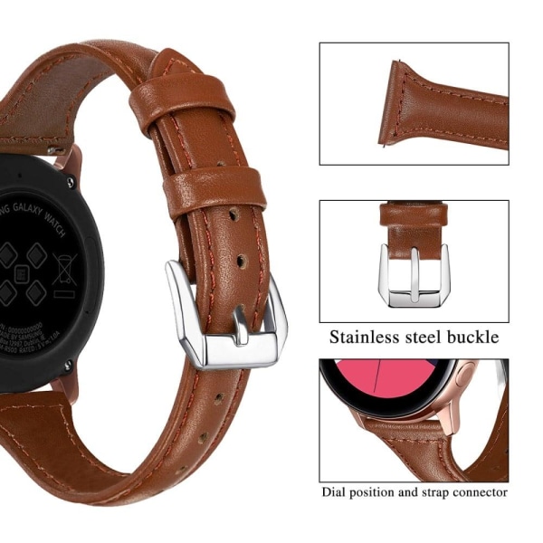 22mm Universal simple genuine leather watch strap with - Brown Brown