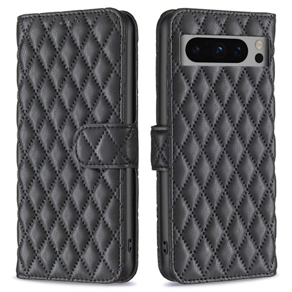 Rhombus mat Google Pixel 8 Pro flip etui - Sort Black