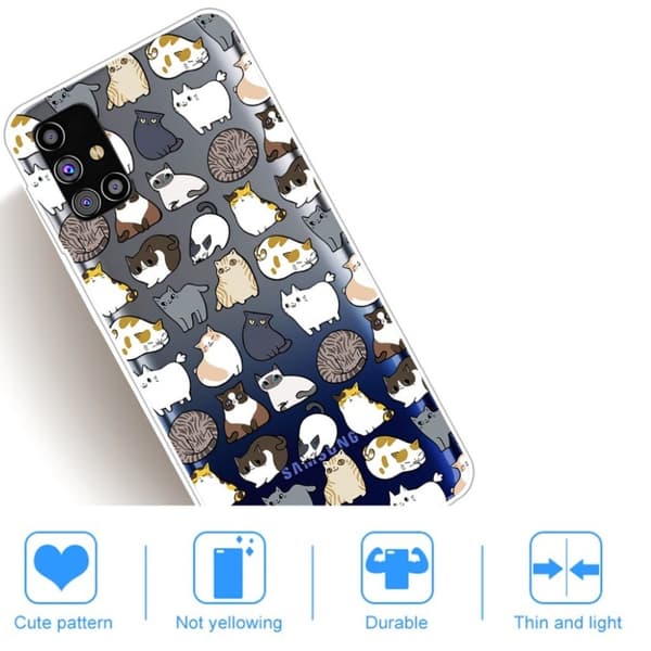 Deco Samsung Galaxy M31s Etui - Katt Multicolor