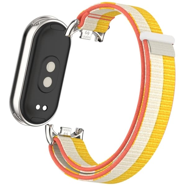 Xiaomi Mi Band 9 / Smart Band 8 Klockarmband Nylon Loop Justerbart handledsband - Vit + Gul Gul