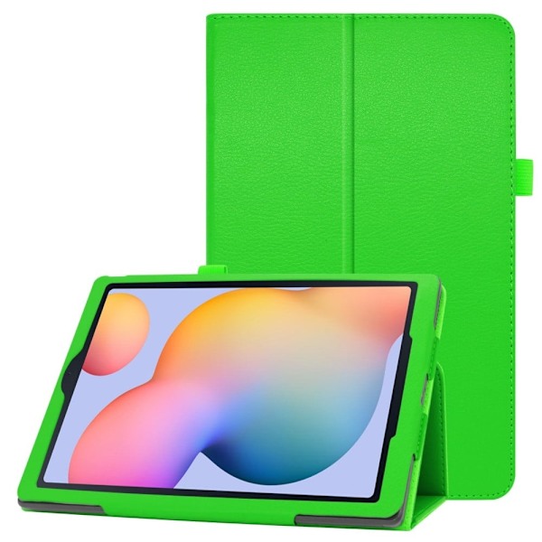 Samsung Galaxy Tab S6 Lite flipfodral i litchi-texturläder - Grön Grön