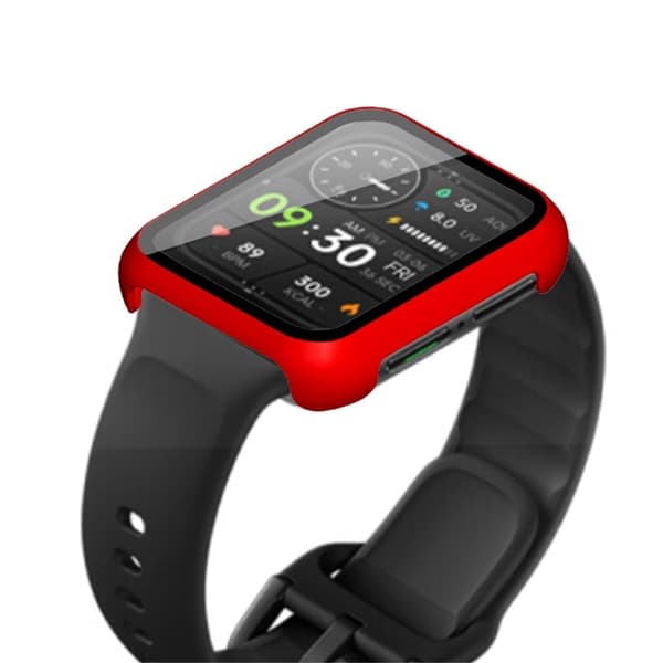 Oppo Watch 2 (46mm) simple cover with tempered glass screen protector - Red Röd