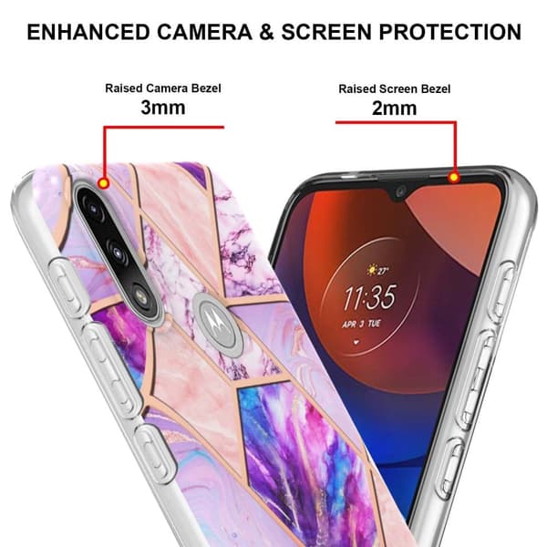 Marble Motorola Moto E7i Power / E7 Power Etui - Lyselilla Purple