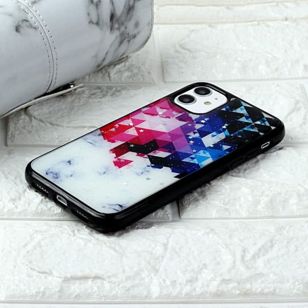 Marble iPhone 11 Pro deksel - Rødblå trekanter og stjerner Multicolor