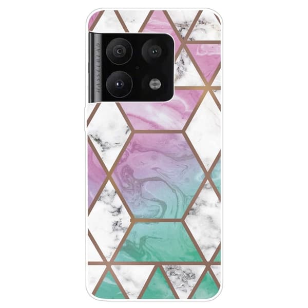 Marble OnePlus 10 Pro Etui - Hvid Diamant i Farverig Baggrund Multicolor