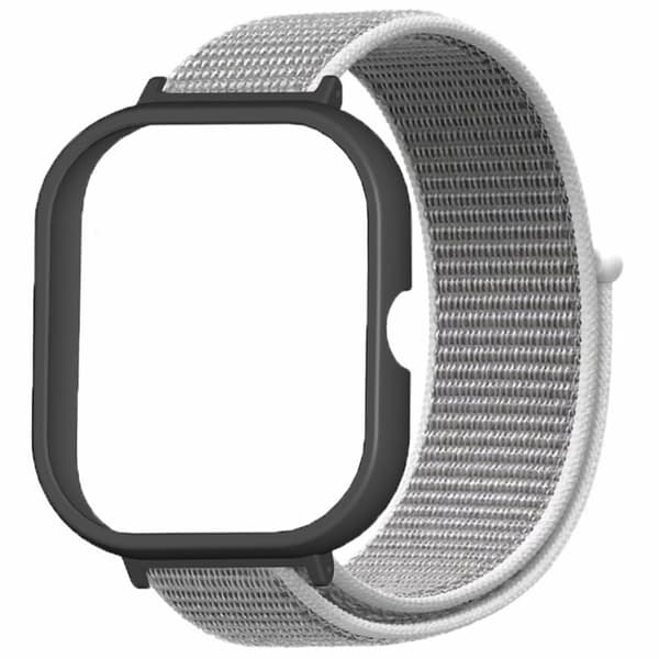 Xiaomi Redmi Watch 4 Wrist Strap Nylon Loop Watch band with Black bump resistant Watch Case - Seashell Silvergrå