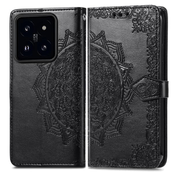 Mandala Xiaomi 14T Pro nahkakotelo - Musta Black