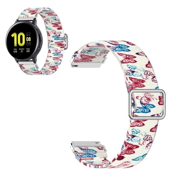 22mm nailon kellonauha Huawei ja Samsung kellolle - Perhonen Multicolor