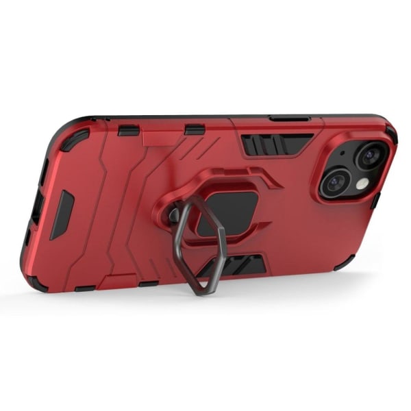 iPhone 14 6,1 tommer Anti-fall Phone Case Ring Kickstand Robust stødsikkert fleksibelt og hårdt bump-resistent bagcover - Rød Red