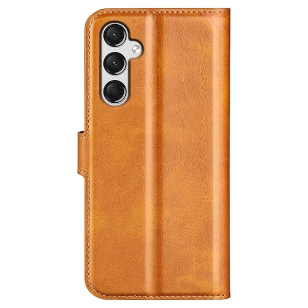 Hållbart konstläder Samsung Galaxy A25 fodral med plånbok - Gul Gul