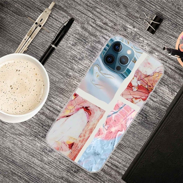 Marmormotiv iPhone 14 Pro Max skal - Vågig Marmorplatta multifärg