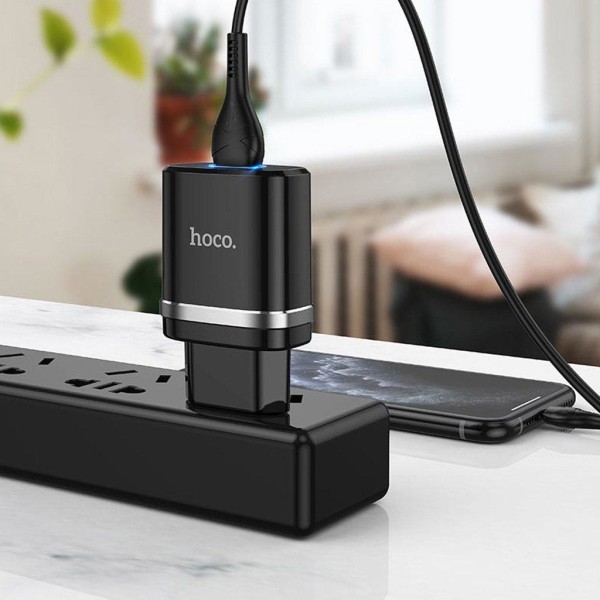 HOCO N1 Ardent single port charger set(for Lightning)(EU) - blac Svart