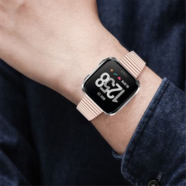 Fitbit Versa 2 / Versa Lite stilfuld urrem i rustfrit stål - Rødguld Pink