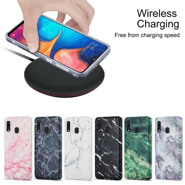 Marble Samsung Galaxy A20 / A30 Etui - Dark Grå Klinkekule Silver grey