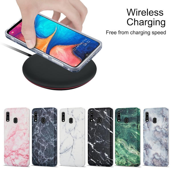 Marble Samsung Galaxy A20 / A30 Etui - Dark Grå Marmor Silver grey