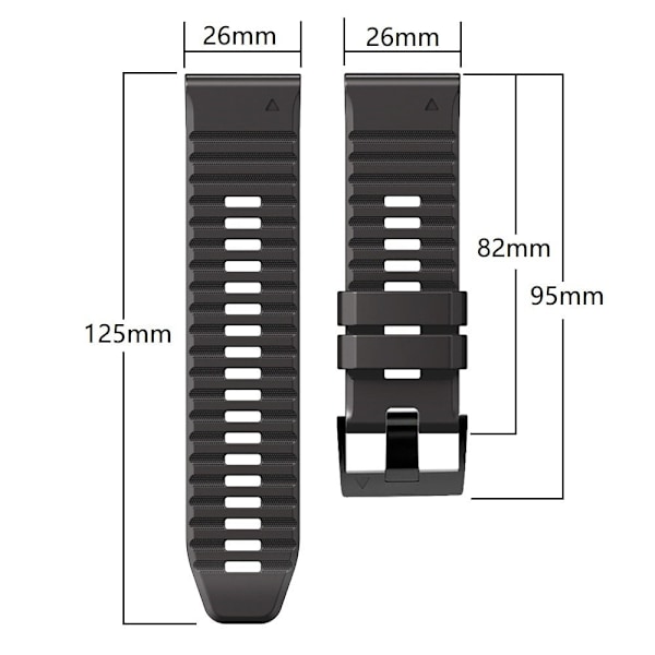26mm Garmin ja Coros kellon kaksoissilikonikellon hihna - Oranssi / Musta Orange
