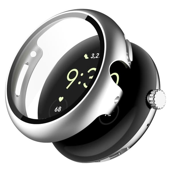 Google Pixel Watch cover with tempered glass - Silver Silvergrå